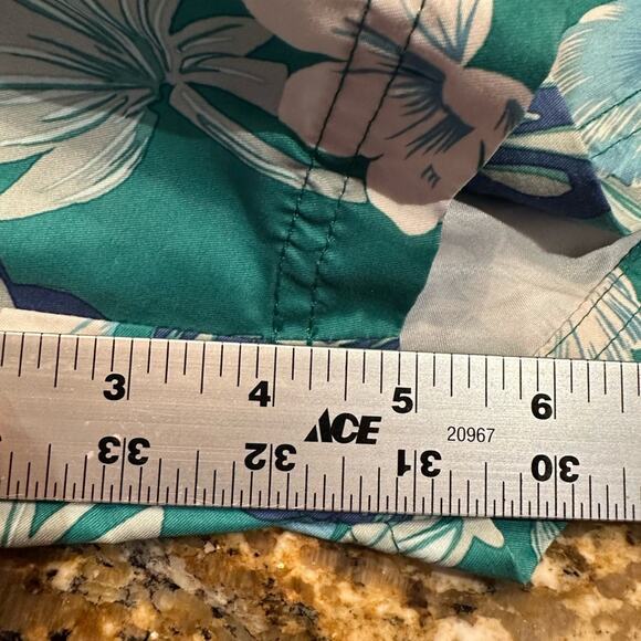 American Eagle Mens Size Medium Blue and Green Tropical Swim Trunks - Picture 5 of 6